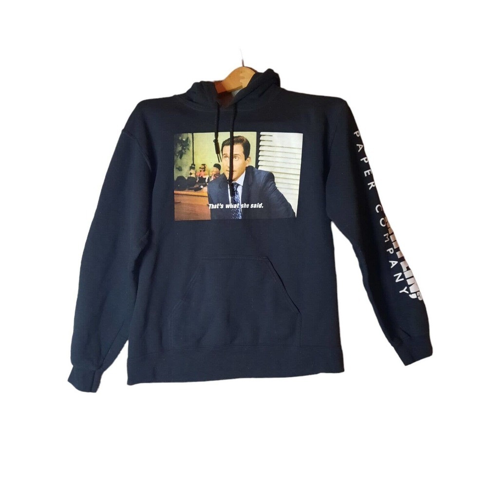 𝅺The Office S Dunder Mifflin Sweatshirt Hoodie Hooded Thats What She Said Black